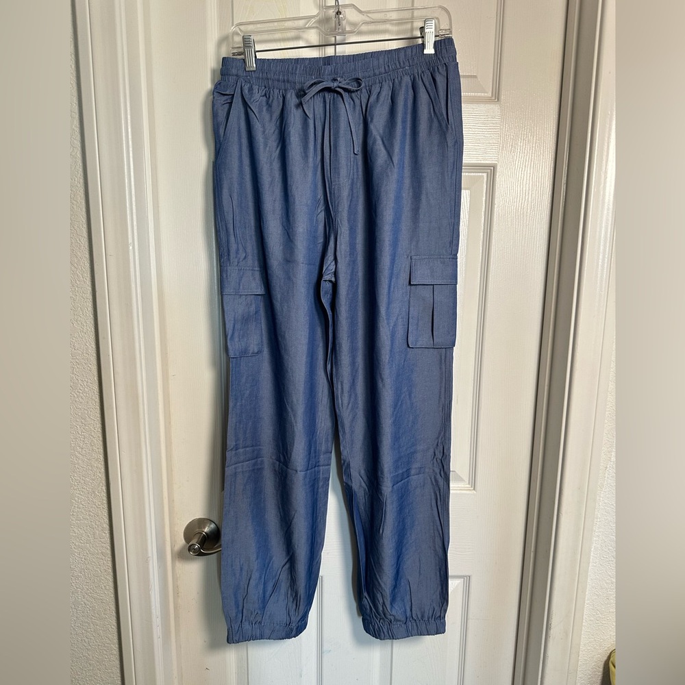 easel Blue Cargo Drawstring Jogger Pants